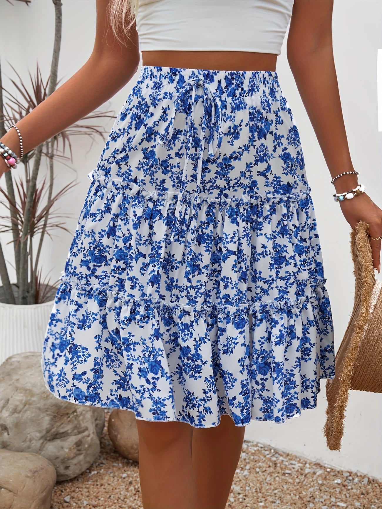 Mini Jupe Fleurie Bleue