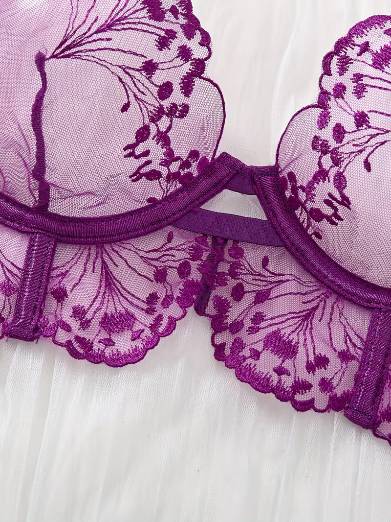 Ensemble Lingerie Sexy en Dentelle Violet