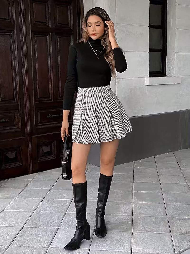 Mini Jupe Grise à Carreaux